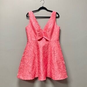 Jules & Cleo Pink Dress 16 Floral Detail Cutout Pockets‎ Formal Homecoming EUC